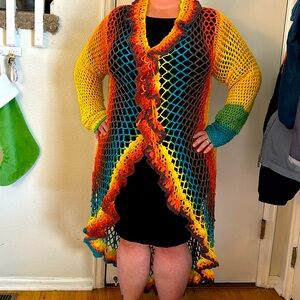 Multicolored Handmade Crocheted Mandala Sweater